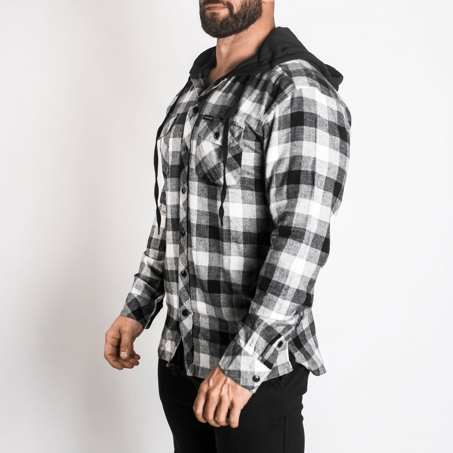 CL Hooded Flannel // Black/Off-White