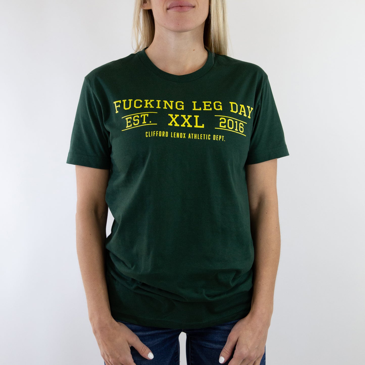 Fucking Leg Day Collegiate Tee // Green