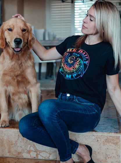 Women's Daily Pump Tie-Dye Logo Hi-Lo Tee // Black