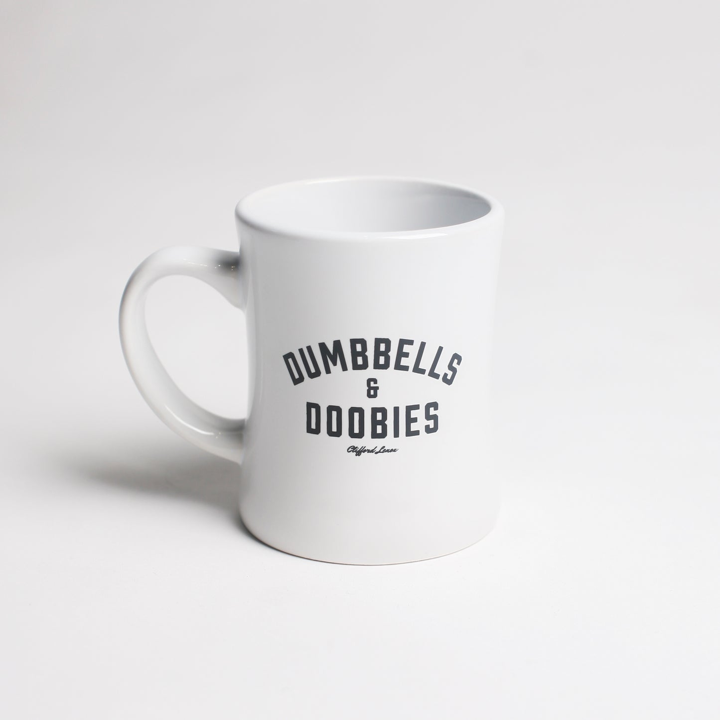 Dumbbells & Doobies Coffee Mug // White