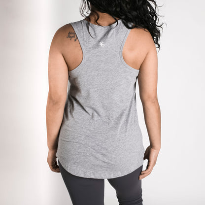 CL Women's Stamp Racerback Tank Top // Heather Grey