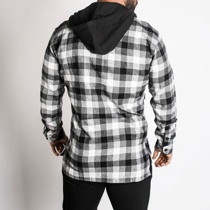 CL Hooded Flannel // Black/Off-White