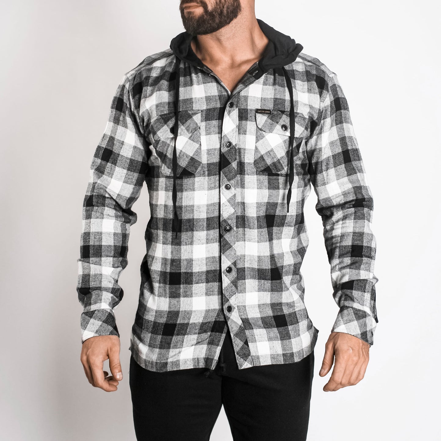 CL Hooded Flannel // Black/Off-White