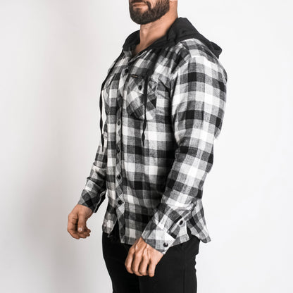 CL Hooded Flannel // Black/Off-White