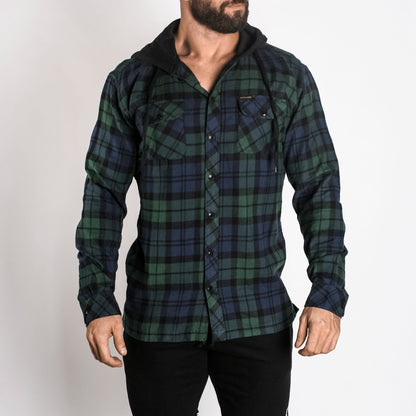 CL Hooded Flannel // Navy/Green