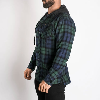 CL Hooded Flannel // Navy/Green