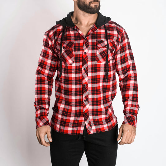CL Hooded Flannel // Red/Black