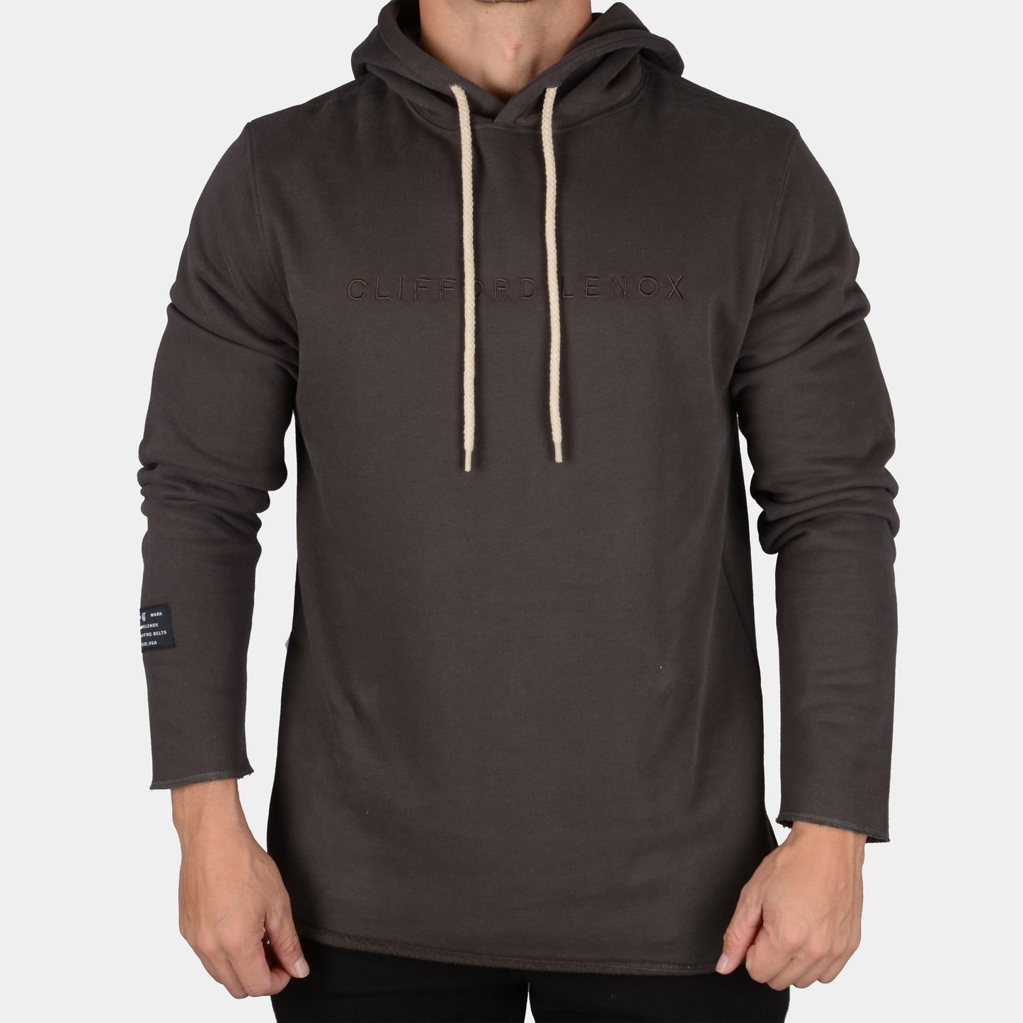 Raw Long Sleeve Patch Hoodie // Charcoal