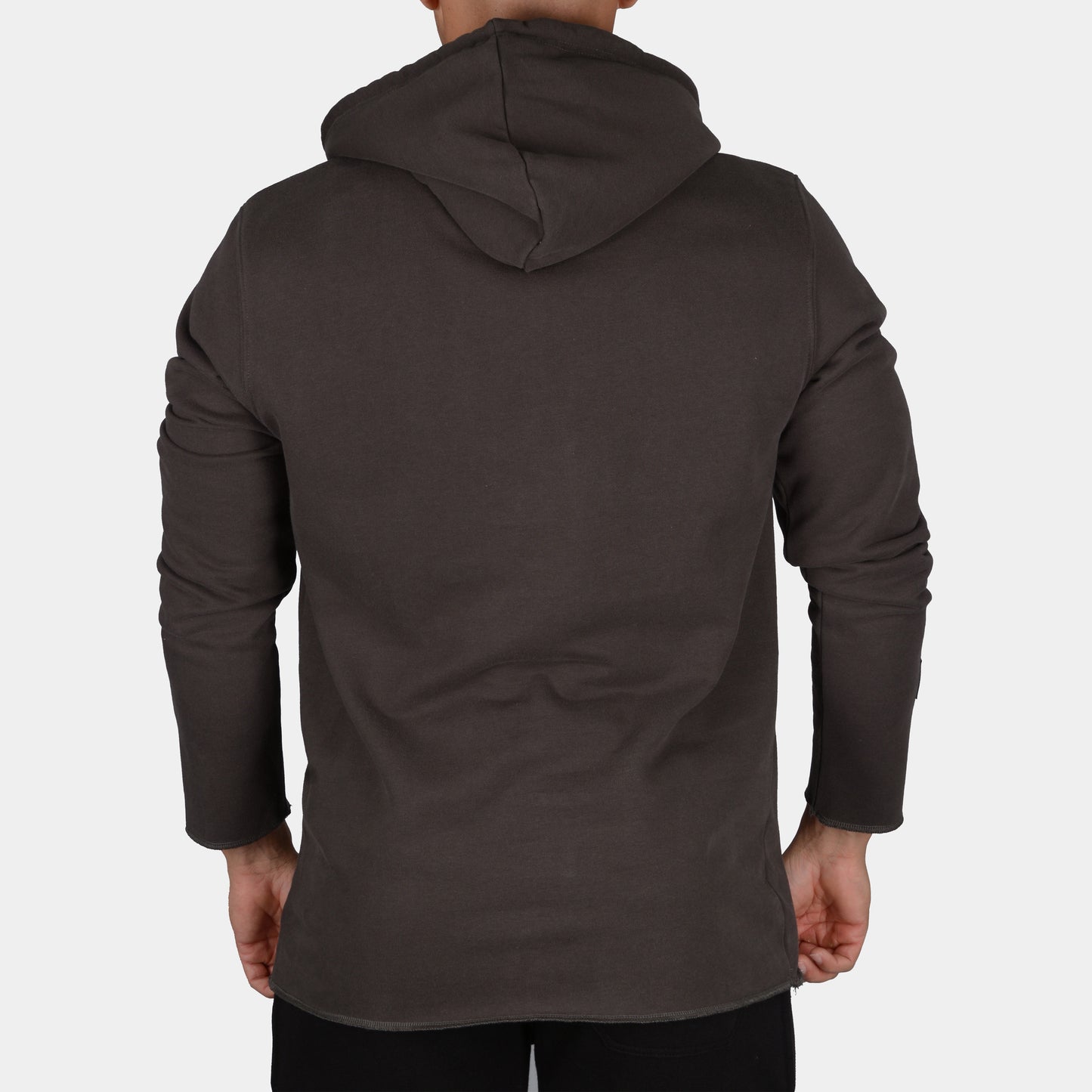 Raw Long Sleeve Patch Hoodie // Charcoal