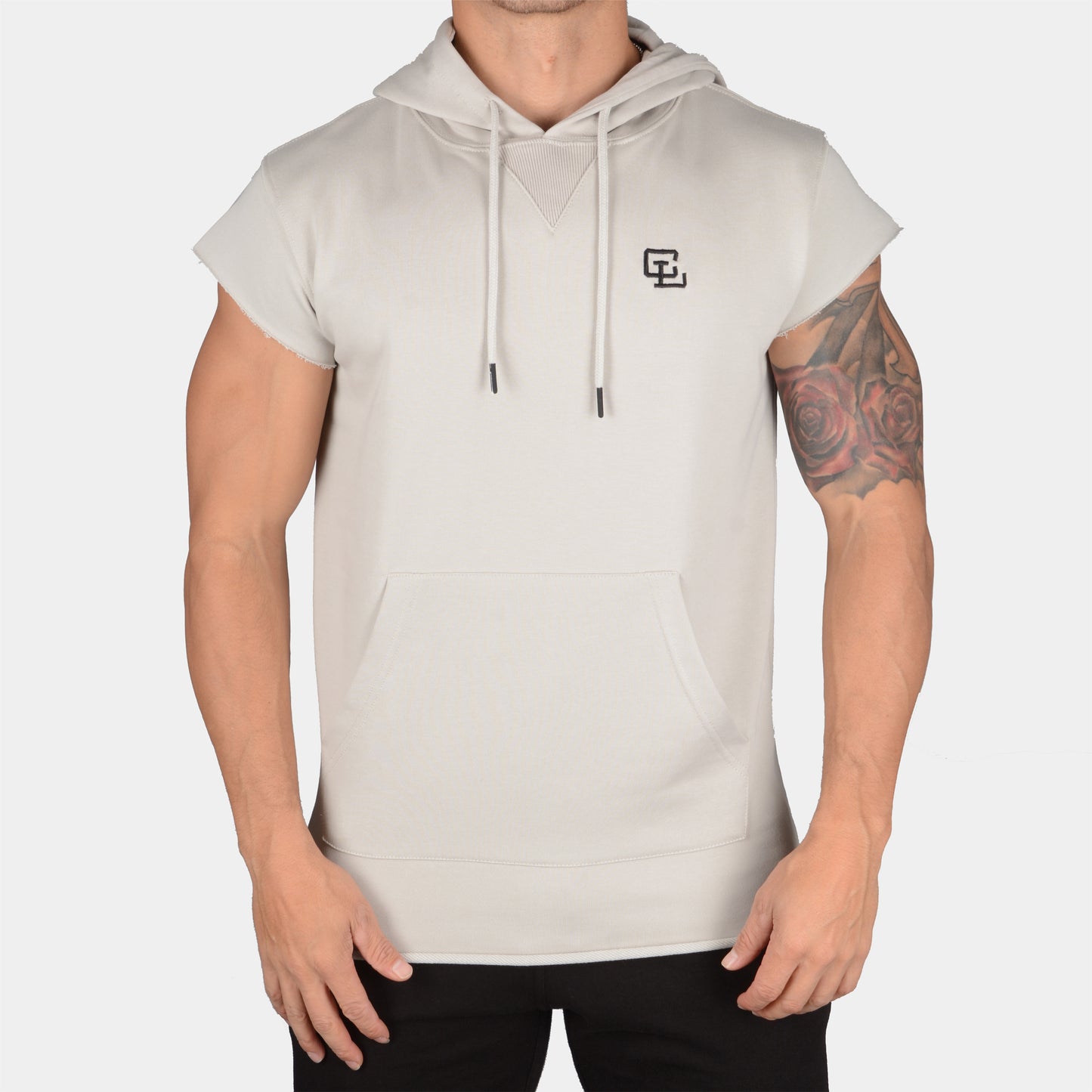 Raw Cap Sleeve Hoodie // Sand