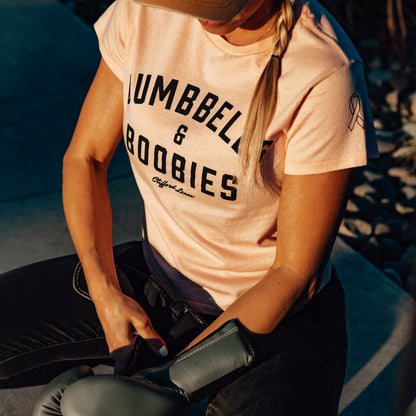 Women's Dumbbells & Boobies High Waisted Tee // Pink