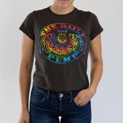 Women's Daily Pump Tie-Dye Logo High Waisted Tee // Charcoal