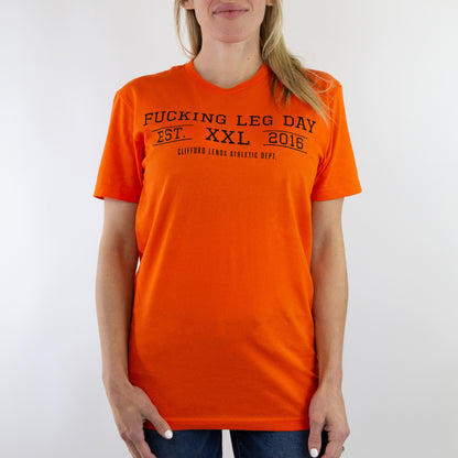 Fucking Leg Day Collegiate Tee // Orange