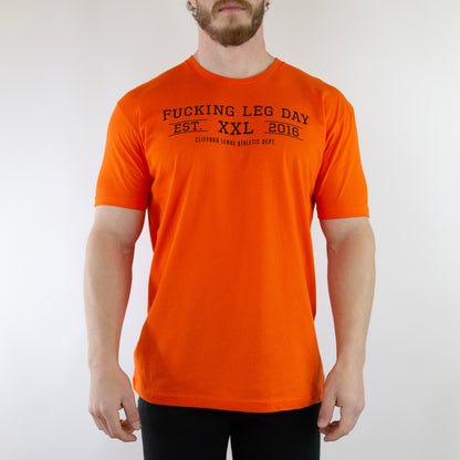 Fucking Leg Day Collegiate Tee // Orange