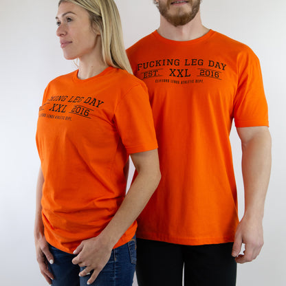 Fucking Leg Day Collegiate Tee // Orange
