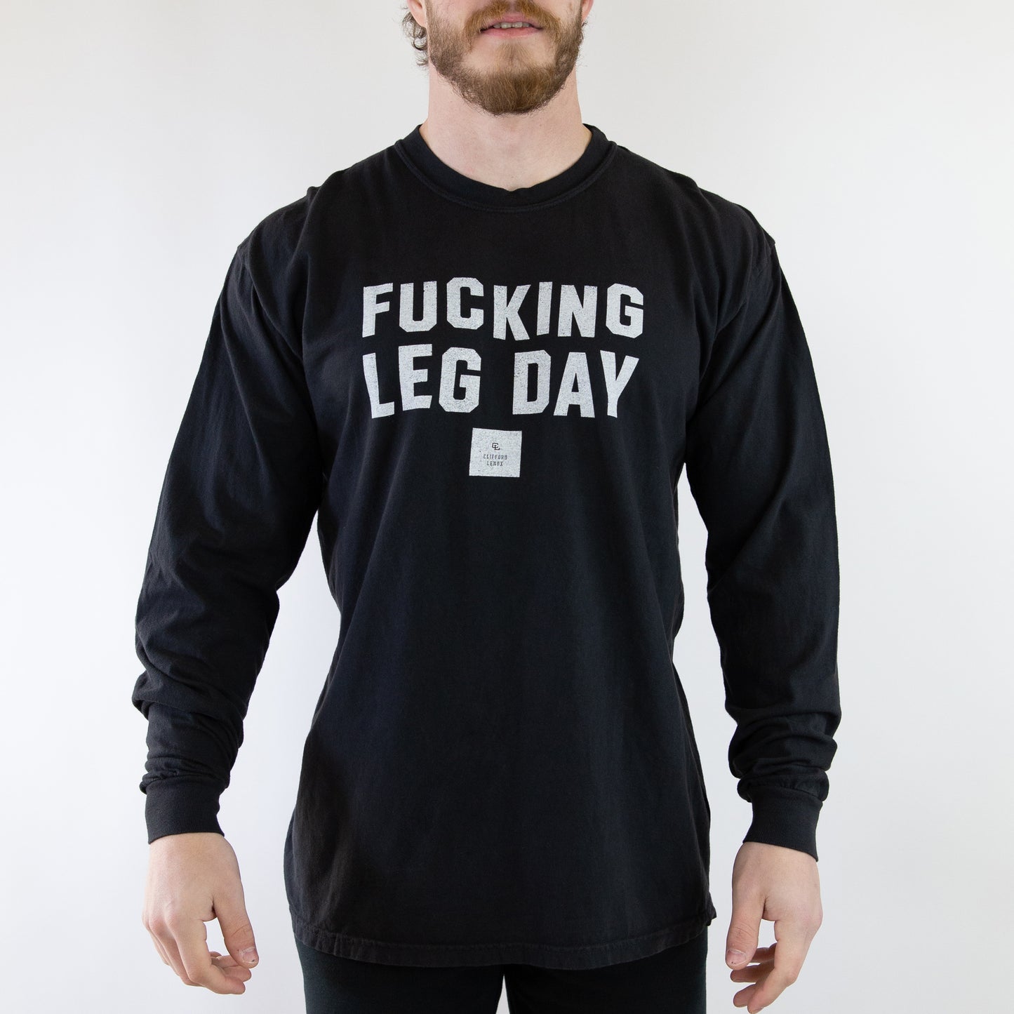 Fucking Leg Day Long Sleeve Tee // Black