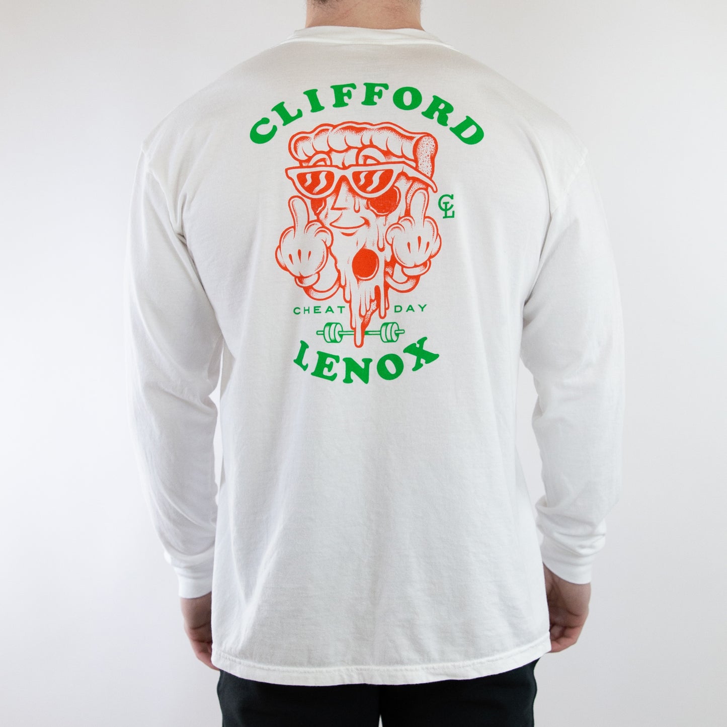 Cheat Day Pizza Long Sleeve Tee // White