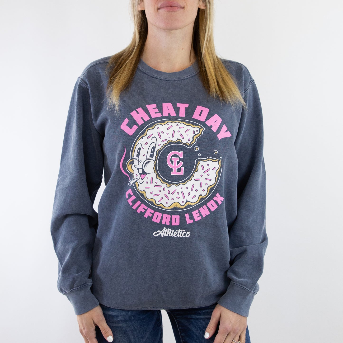Cheat Day Donut Crewneck Sweatshirt // Denim