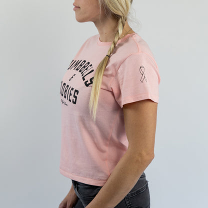 Women's Dumbbells & Boobies High Waisted Tee // Pink