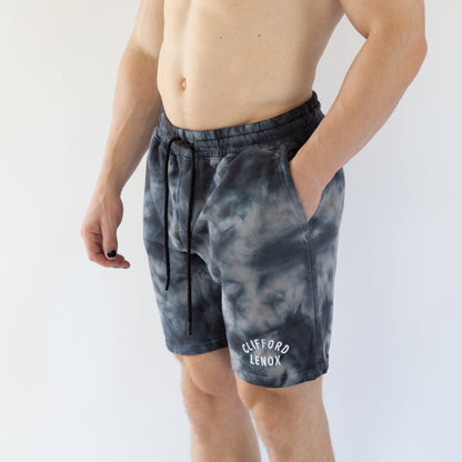 Tear Drop Short // Black Smoke Tie Dye